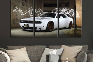 Модульная картина триптих на холсте KIL Art Спортивный автомобиль Dodge Challenger 156x100 см (89-31)