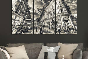 Модульная картина триптих на холсте KIL Art Старая улица Лондона 78x48 см (365-31)
