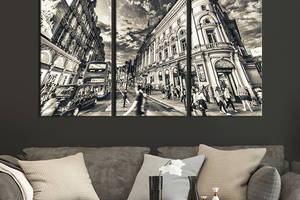 Модульная картина триптих на холсте KIL Art Старая улица Лондона 156x100 см (365-31)