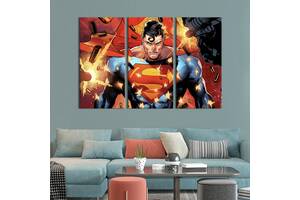 Модульная картина триптих на холсте KIL Art Superman 128x81 см (750-31)