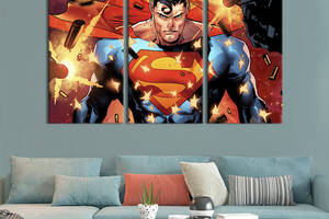 Модульная картина триптих на холсте KIL Art Superman 128x81 см (750-31)