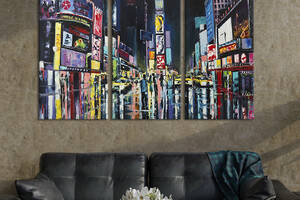 Модульная картина триптих на холсте KIL Art Таймс-сквер - главная площадь в Нью-Йорке 78x48 см (373-31)