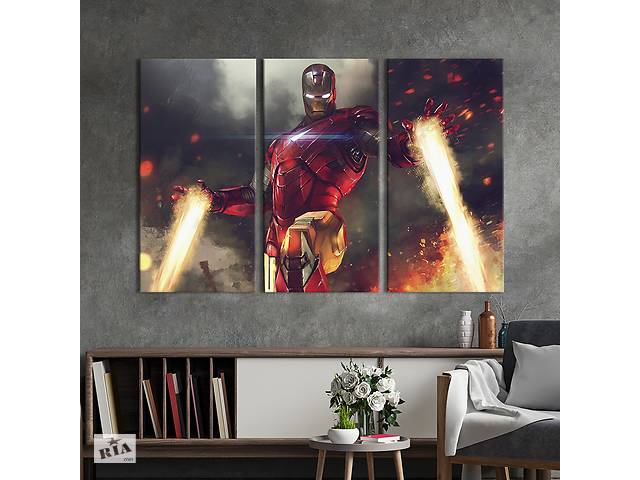 Модульная картина триптих на холсте KIL Art Tony Stark - Iron Man 128x81 см (716-31)