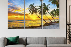 Модульная картина триптих на холсте KIL Art Тропический пляж Барбадоса 78x48 см (428-31)