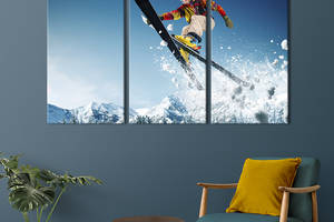 Модульная картина триптих на холсте KIL Art Удивительный прыжок на лыжах 128x81 см (493-31)
