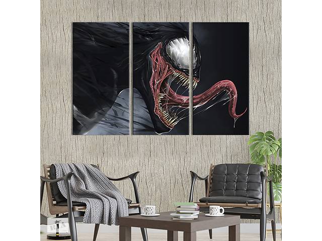 Модульная картина триптих на холсте KIL Art Ужасный симбиот Веном 128x81 см (759-31)