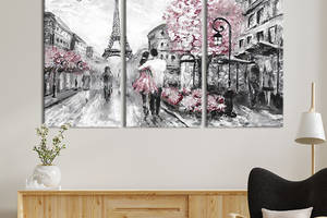 Модульная картина триптих на холсте KIL Art Весна в Париже 128x81 см (374-31)