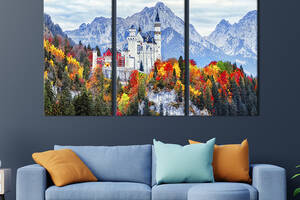 Модульная картина триптих на холсте KIL Art Волшебный замок Нойшванштайн в Германии 78x48 см (392-31)