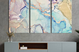 Модульная картина триптих на холсте KIL Art Воздушный нежный мрамор 78x48 см (59-31)