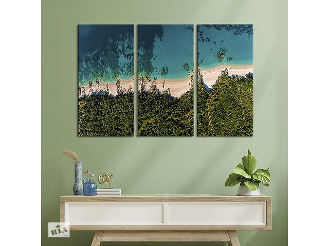 Модульная картина триптих на холсте KIL Art Вид на дикий пляж сверху 78x48 см (444-31)