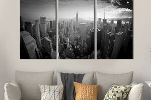 Модульная картина триптих на холсте KIL Art Вид на высотки Нью-Йорка 128x81 см (313-31)