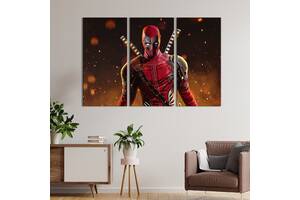 Модульная картина триптих на холсте KIL Art Wade Wilson, Deadpool 128x81 см (700-31)