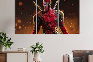 Модульная картина триптих на холсте KIL Art Wade Wilson, Deadpool 128x81 см (700-31)