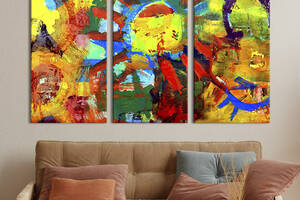 Модульная картина триптих на холсте KIL Art Яркий детский рисунок красками 156x100 см (7-31)