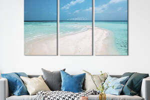 Модульная картина триптих на холсте KIL Art Яркий голубой морской пейзаж 156x100 см (460-31)