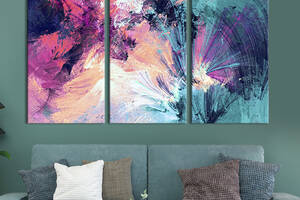 Модульная картина триптих на холсте KIL Art Яркий цветной фейерверк 128x81 см (26-31)