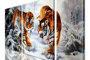 Модульная картина Тигры ADJ0141 размер 55 х 70 см