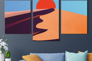 Модульная картина из 3 частей на холсте KIL Art Пейзаж Красное солнце пустыни 96x60 см (MK322011)
