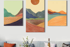 Модульная картина из 3 частей на холсте KIL Art Текстуры Закат солнца в горах 66x40 см (MK322041)