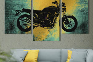 Модульная картина из 3 частей на холсте KIL Art Транспорт Черный мотоцикл 96x60 см (MK322022)
