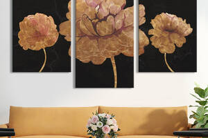 Модульная картина из 3 частей на холсте KIL Art Цветы Гербарий цветка 66x40 см (MK322036)