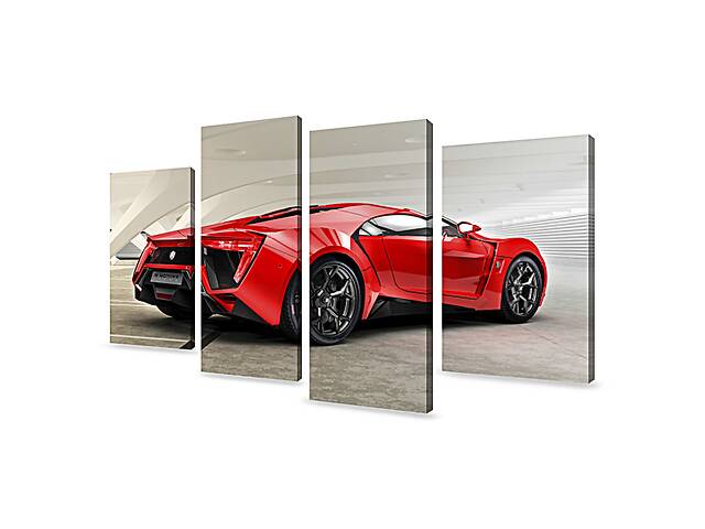 Модульная картина из 4 частей для интерьера KIL Art Красный спорткар 149x106 см (M4_XL_573)