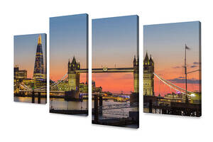 Модульная картина из 4 частей для интерьера KIL Art Ночной Лондонский мост 149x106 см (M4_XL_567)