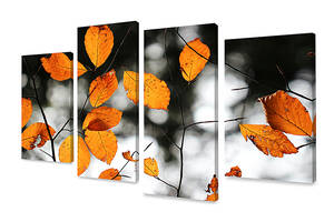 Модульная картина из 4 частей для интерьера KIL Art Осенние листья 149x106 см (M4_XL_557)