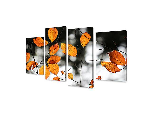Модульная картина из 4 частей для интерьера KIL Art Осенние листья 149x106 см (M4_XL_557)