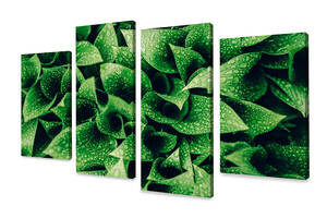 Модульная картина из 4 частей для интерьера KIL Art Свежие зеленые листья 149x106 см (M4_XL_570)