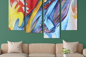 Модульная картина из 4 частей на холсте KIL Art Абстакция цветное пламя 89x56 см (36-42)