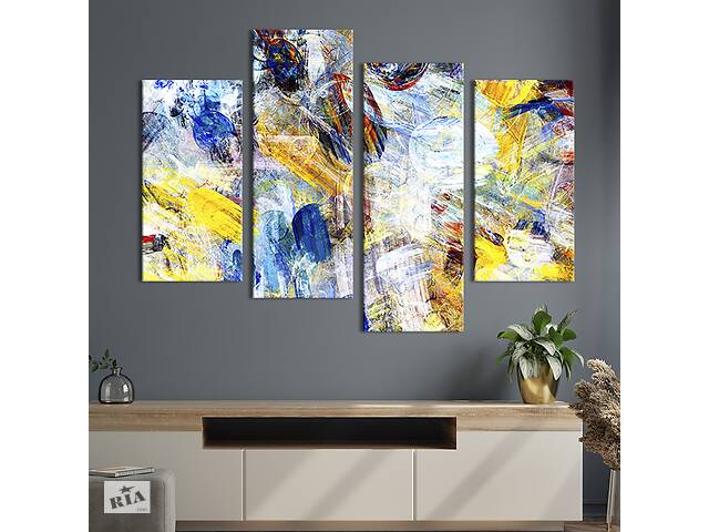 Модульная картина из 4 частей на холсте KIL Art Абстакция хаос ярких красок 129x90 см (40-42)