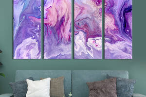 Модульная картина из 4 частей на холсте KIL Art Абстракция космический фиолетовый фон 209x133 см (22-41)