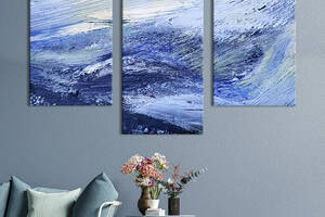 Модульная картина из 4 частей на холсте KIL Art Абстрактные синие волны 89x53 см (10-41)
