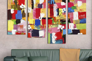 Модульная картина из 4 частей на холсте KIL Art Абстракция разноцветная палитра 129x90 см (11-42)
