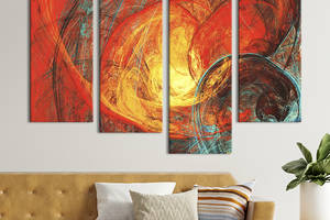 Модульная картина из 4 частей на холсте KIL Art Абстракция раскаленное солнце 129x90 см (19-42)