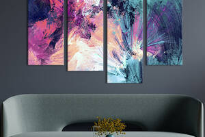 Модульная картина из 4 частей на холсте KIL Art Абстракция яркий фейерверк 89x56 см (26-42)
