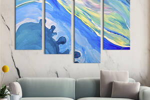 Модульная картина из 4 частей на холсте KIL Art Абстракция голубая палитра 89x56 см (5-42)