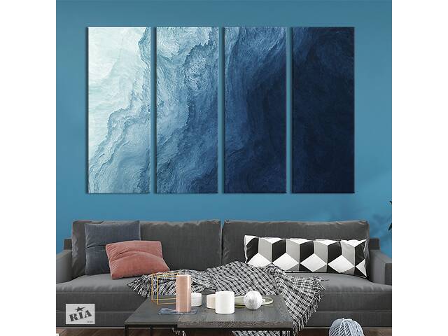 Модульная картина из 4 частей на холсте KIL Art Абстракция синее море 89x53 см (58-41)