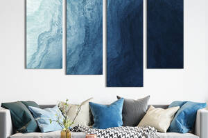 Модульная картина из 4 частей на холсте KIL Art Абстракция морская синева 89x56 см (58-42)