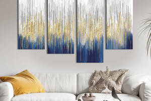 Модульная картина из 4 частей на холсте KIL Art Абстракция золотые полосы 129x90 см (60-42)