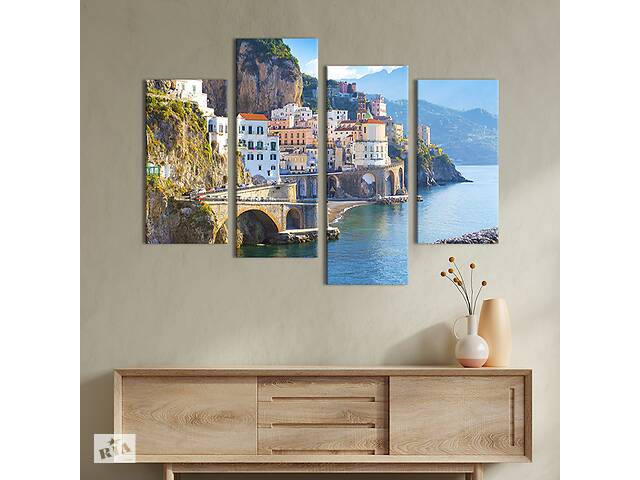 Модульная картина из 4 частей на холсте KIL Art Амальфийское побережье в Италии 89x56 см (395-42)
