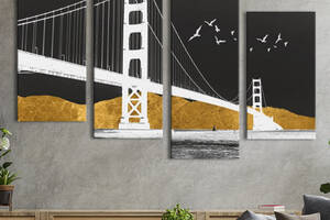 Модульная картина из 4 частей на холсте KIL Art Архитектура Мост и золотые горы 129x90 см (MK412838)