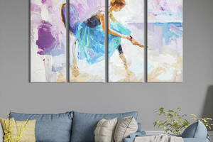 Модульная картина из 4 частей на холсте KIL Art Балерина в голубом 89x53 см (505-41)