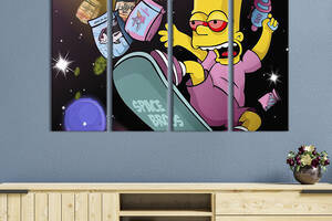 Модульная картина из 4 частей на холсте KIL Art Барт Симпсон на скейте 89x53 см (686-41)