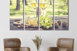 Модульная картина из 4 частей на холсте KIL Art Белое вино на фоне природы 89x53 см (298-41)