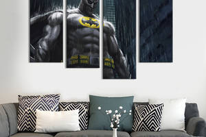 Модульная картина из 4 частей на холсте KIL Art Бэтмен - супергерой DC UNIVERSE 89x56 см (687-42)