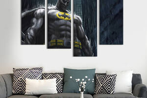 Модульная картина из 4 частей на холсте KIL Art Бэтмен - супергерой DC UNIVERSE 149x106 см (687-42)
