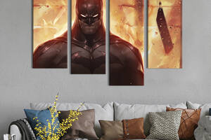 Модульная картина из 4 частей на холсте KIL Art Бэтмен - супергерой Готэма 129x90 см (688-42)
