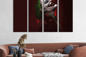 Модульная картина из 4 частей на холсте KIL Art Безумный злодей Джокер 209x133 см (721-41)